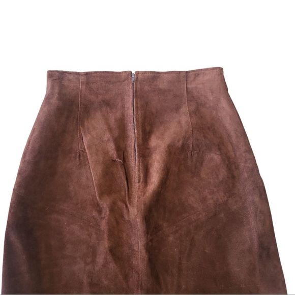 POSITANO Vintage 90s Genuine Leather Suede Western Maxi Skirt Size 10 - Picture 6 of 10